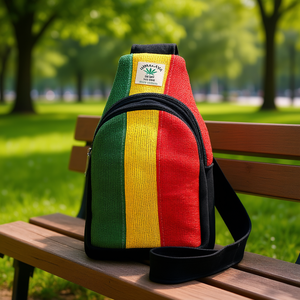 Sac bandoulière pour femme 100% chanvre, style bohème, avec motif rayé, fermeture éclair, doublure en polyester, tricolore - Product Image 3