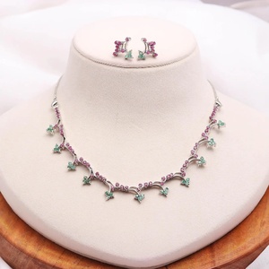 Handmade Wedding Choker Necklace Set Ruby Emerald Gemstone Jewelry for Women Wholesale Price - Product Image 2