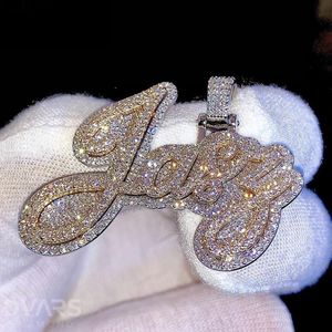 Pendentif Lettre Personnalisé en Argent Sterling 925, Bijou Hip Hop Personnalisé, Initiale Sertie de Moissanite, Style Luxe - Product Image 4