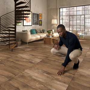 Carreaux de porcelaine brillants imitation bois brun rose 600x1200mm Garantie 5 ans et plus Épaisseur 12mm Carreaux antidérapants pour sol et mur - Product Image 2