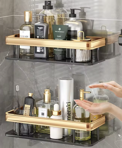 Organizador de Baño de Aluminio con Doble Estante, Montado en la Pared, Color Negro, OEM/ODM Vietnam - Product Image 4