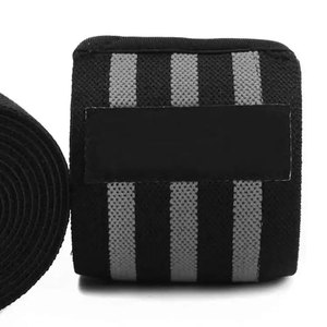 Genouillère personnalisée avec logo imprimé, support élastique, vêtements de fitness pour hommes, noir et gris - Product Image 5