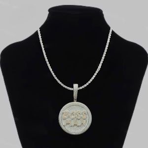 Colgante de Plata 925 Personalizado con Moissanita, Corte Brillante Redondo, Engaste de Garra, Amuleto Hip Hop para Hombres y Mujeres, Joyería para Fiestas - Product Image 2
