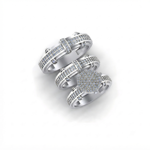 Unisex 925 Silver Gold Plating Fine <b>Rings</b> Lab Grown Diamond Custom 3 <b>Ring</b> <b>Couple</b> Set with Unique Trendy Wedding Engagement Gifts - Product Image 5
