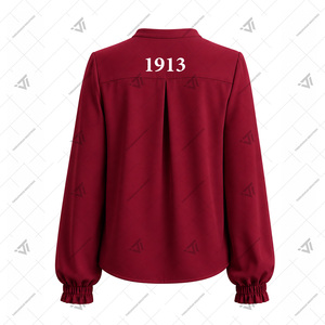 Vente en gros Delta |   Sigma |   Chemise plissée brodée surdimensionnée pour femmes de la sororité Theta avec manches bouffantes, accessoires grecs - Product Image 3