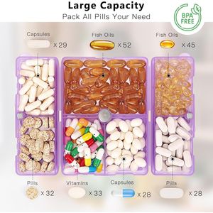 Portable 7-Compartment Folding Design Daily <b>Pill</b> Organizer Large Pocket Travel <b>Pill</b> <b>Storage</b> <b>Case</b> with Purse Features - Product Image 2