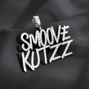 Collier pendentif personnalisé en moissanite avec design de lettres artistiques, surface en pierre étincelante, style urbain audacieux - Product Image 1