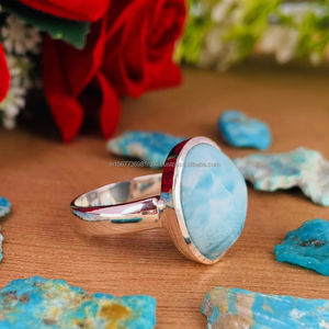 925 Sterling Silver Fine Ring Dominican Republic <b>Larimar</b> Square Gemstone Blue Wedding <b>Jewelry</b> From the Republic - Product Image 6