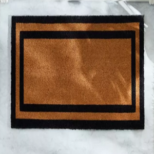 PVC Backed Black Border Solid Color Durable Eco Friendly Non-Slip Modern Medium Thickness Entrance <b>Mat</b> Indoor Outdoor Use Heavy - Product Image 1