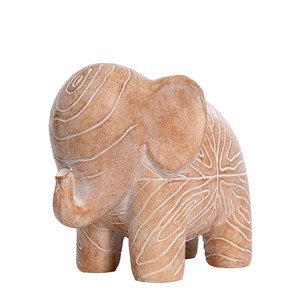 รูปปั้นช้างไม้จาโตบาทำมือพร้อมลวดลายฝัง - ขายส่ง - Product Image 1