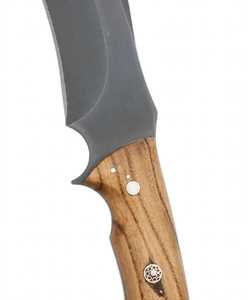 Couteau de camping à lame fixe en acier à haute teneur en carbone avec lame gravée à l'acide noir et manche en bois de zèbre - Product Image 4