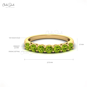 Chordia Jewels 0.84CTW Natural <b>Peridot</b> Gemstone Handmade Half Eternity Band 14K Fine Gold Wedding <b>Ring</b> Women Jewelry Wholesaler - Product Image 5