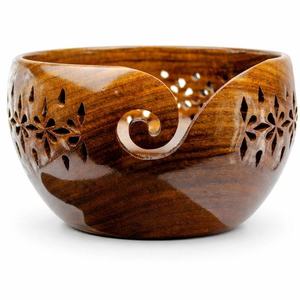New Arrival Wooden Yarn Bowl with Two Holes Handcrafted Knitting <b>Wool</b> Holder Natural Finished Bowl for <b>Wool</b> - Product Image 3