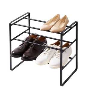 Durable 4 Tier Black Metal Shoe Rack Organizer with Umbrella Holder and Water Tray for Entryway Storage - Product Image 4