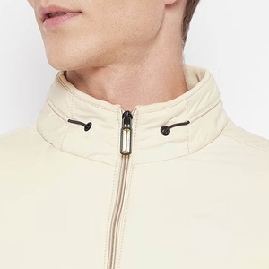 Blouson bomber crème pour homme, col montant, fermeture éclair, rembourrage polyester, vêtement décontracté pour l'automne, vestes pour homme - Product Image 6