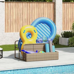 Almacenamiento Flotante Mediano para Piscina en Ratán Sintético PE Beige con Acero con Recubrimiento en Polvo, Solución de Almacenamiento Duradera para Entretenimiento Junto a la Piscina - Product Image 1