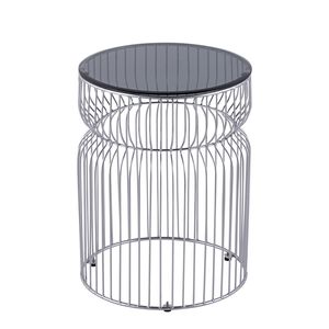 Mesa Auxiliar Moderna y Contemporánea ET901 de 21 Pulgadas de Alto con Base Encajada y Tapa de Vidrio Templado Tintado para Sala de Estar - Product Image 5