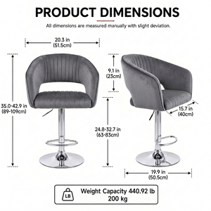 <span class=keywords><strong>Tabouret</strong></span> <span class=keywords><strong>de</strong></span> <span class=keywords><strong>bar</strong></span> pivotant réglable en hauteur DM en velours avec base chromée, chaise <span class=keywords><strong>de</strong></span> comptoir <span class=keywords><strong>de</strong></span> cuisine rembourrée à dossier tonneau pour la vente en gros - Product Image 2