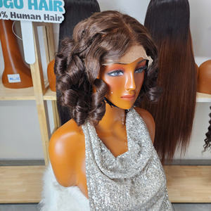 Extensiones de Cabello Humano Virgen Remy Vietnamita para Pelucas con Cierre 5x5 sin Pegamento, Rizado y Voluminoso, Color Marrón - Product Image 1