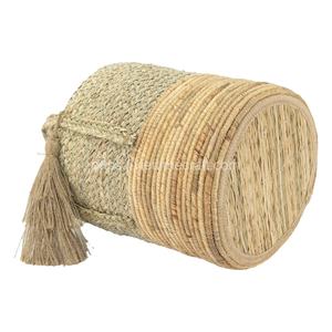 Ensemble de 3 paniers de rangement multifonctionnels en jonc de mer tissés à la main de style bohème organisateur de bureau durable vente en gros - Product Image 3