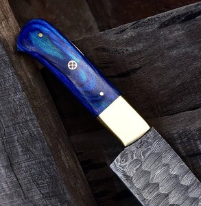 Couteau de chef moderne forgé à la main, extra-affûté, lame en acier Damas, longueur 8-9,9 pouces, manche en bois ambidextre, épaisseur 3,0 mm - Product Image 3