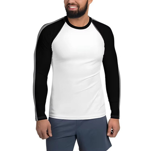 <b>Men's</b> Full Sleeve Rash Guard White Black Color Blocked Quick Dry Nylon Polyester UPF50+ Anti-Bacterial Swim <b>Shirt</b> for Adults - Product Image 1