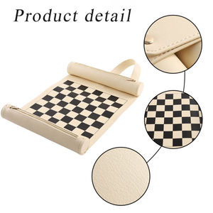 Custom Portable PU Leather Chess <b>Set</b> Outdoor Sports Professional Tournament Quality Plastic Board Roll Mat Wooden Checker Pieces - Product Image 3