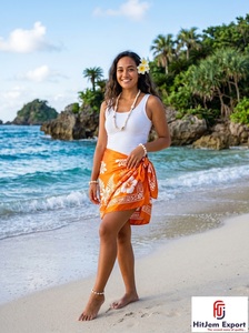 Paréo Hawaïen en Satin Tissé à Pois, Sarong Polynésien Imprimé Floral, Vêtement de Plage Léger pour l'Été - Product Image 3