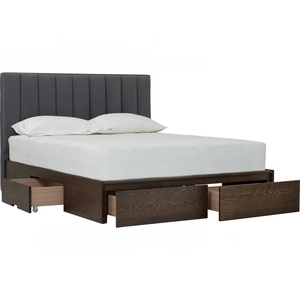 Modern Upholstered <b>Panel</b> Bed Fabric <b>Headboard</b> Platform Bed Wood Storage Drawer Bed Frame - Product Image 2