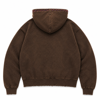 Sweat à capuche zippé surdimensionné personnalisé avec strass, 100 % coton, tissu doux, look tendance, design patchwork vieilli, unisexe