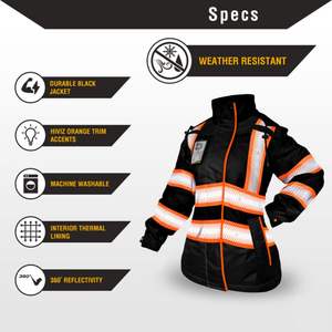 Chaqueta de Seguridad Reflectante de Alta Visibilidad Certificada por ANSI/ISEA, Impermeable, Color Verde Neón, para Trabajo en Exteriores y Seguridad - Product Image 5
