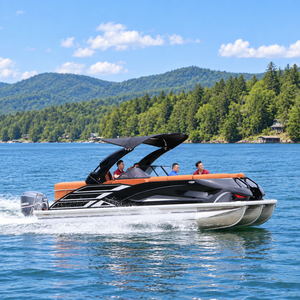 Bateau ponton motorisé de luxe personnalisé en aluminium pour la pêche sportive et les fêtes, exportation à vendre - Product Image 3
