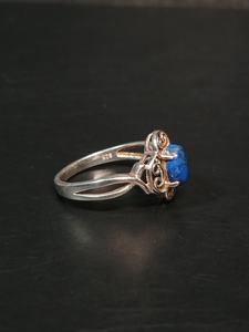 Bague en argent sterling avec lapis-lazuli, filigrane, taille 9, bague en pierres précieuses faite à la main, style vintage, cadeau pour femme - Product Image 2