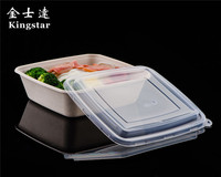 Boîte alimentaire en bagasse de canne à sucre avec couvercle transparent pour restaurant, repas à emporter, vente en gros, logo personnalisé