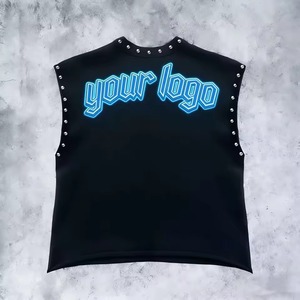 Custom Graphic Print Studded Sleeveless T Shirt Vintage Streetwear Cotton <b>Tank</b> <b>Top</b> DTF Print OEM Wholesale Unisex Wear - Product Image 6