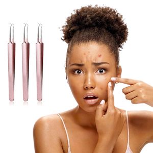 3PCS Stainless Steel <b>Blackhead</b> Tweezers Pimple <b>Extractor</b> <b>Tool</b> Curved Bend Tweezers for Remove Zit Whitehead Skin Care - Product Image 6
