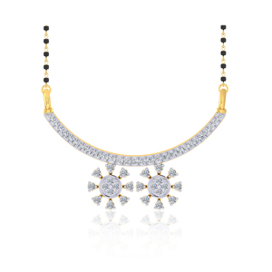 Élégant collier mangalsutra pour femme GLEAMORA ENTERPRISE plaqué or rose 18 carats or jaune, avec perles noires, certifié IGI, serti de pierres de laboratoire - Product Image 1