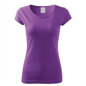 Nouveautés T-shirts personnalisés pour femmes en coton et polyester 100% respirants, couleur violette, pour filles, style streetwear, été. - Product Image 2