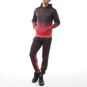 Conjunto Deportivo para Hombre con Capucha Degradado, Pantalones Deportivos de Color Sólido con Bolsillos Laterales y Cierre con Cordón, Ropa de Otoño - Product Image 1