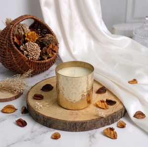 Luxury Golden Metal Glass <b>Candle</b> Brass Coated Urli Natural <b>Wax</b> <b>Candle</b> Design Festive Gift Item With Customized Decorative Box - Product Image 3