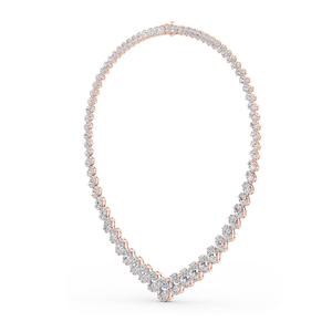 Collar Chevron de Oro Rosa Chapado en Oro con Diamantes Cultivados en Laboratorio de Corte Oval Graduado de 61.72 CTW, Lujo Atemporal, 16 Pulgadas - Product Image 1