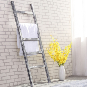 MyGift 4.5-Foot Weathered Gray Wood Blanket Storage <b>Ladder</b> for Amazon Hot Item Home <b>Decor</b> for Organizing Your Bedding - Product Image 3