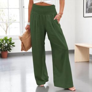 Women High Waist Wide Leg Pants Casual Loose Fit Elastic Waist Trousers - Product Image 3