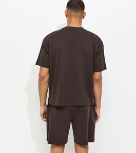 Ensemble de survêtement personnalisé en coton pour homme : sweat-shirt à col rond et short uni - Product Image 2