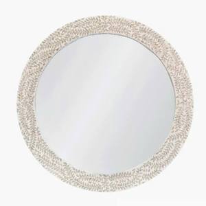 Miroir rond suspendu artisanal de luxe en mosaïque de perles et coquillages, nacre, pour la vente en gros B2B mondiale - Product Image 1