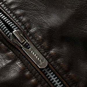 Chaqueta de Motociclista SALVA LEATHER para Hombre, de Cuero Genuino Negro, Ecológica, Impermeable, con Cuello Alto, Cierre de Cremallera, Corte Ajustado - Product Image 6