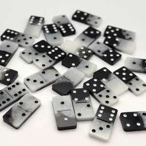 Premium <b>Resin</b> Black and Wight Dominoes Set Smooth Glitter Finish For Home Living Room Decor <b>table</b> <b>Top</b> Game - Product Image 6
