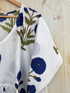 Caftán de Algodón de Alta Calidad para Mujer, Estampado a Mano, Ropa de Dormir, Estilo Informal, para Vacaciones, Resort, Cintura Elástica, Verano - Product Image 3