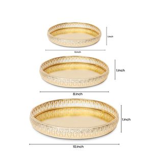Juego de 3 Bandejas Redondas Decorativas de Metal Dorado Premium, Tendencia 2026, para Servir y Regalar - Product Image 2