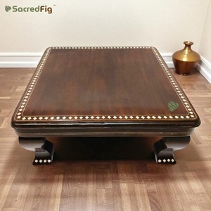 Luxury Handcrafted Sheesham Wood <b>Stool</b> with Bone Inlay - Wholesale Moradabad - Product Image 2
